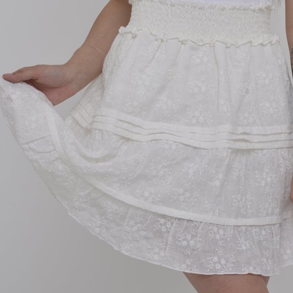 Linen Floral Embroidery Tiered Skirt - All Natural and Sustainable - Picture 2 of 4